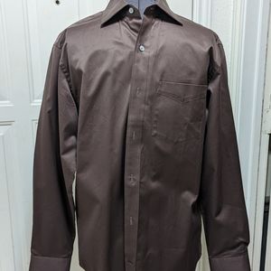 👍Banana Republic Men's Brown Long Sleeve Dress Shirt size S 14 /14 1/2  No Tag